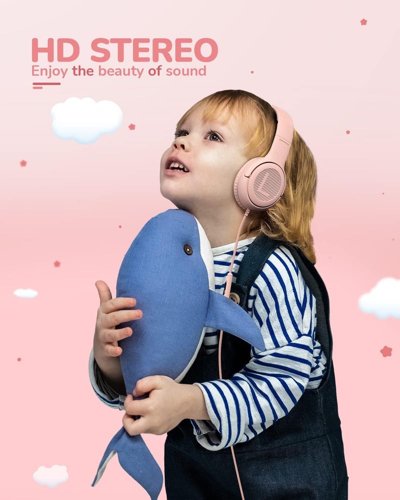 awatrue Kids Headphones with Microphone Foldable Stereo Tangle-Free 3.5mm Jack Wired Cord On-Ear Headset for Children/Teens/Boys/Girls/Smartphones/School/Kindle/Airplane Travel/Plane/Tablet (Pink) - Image 5